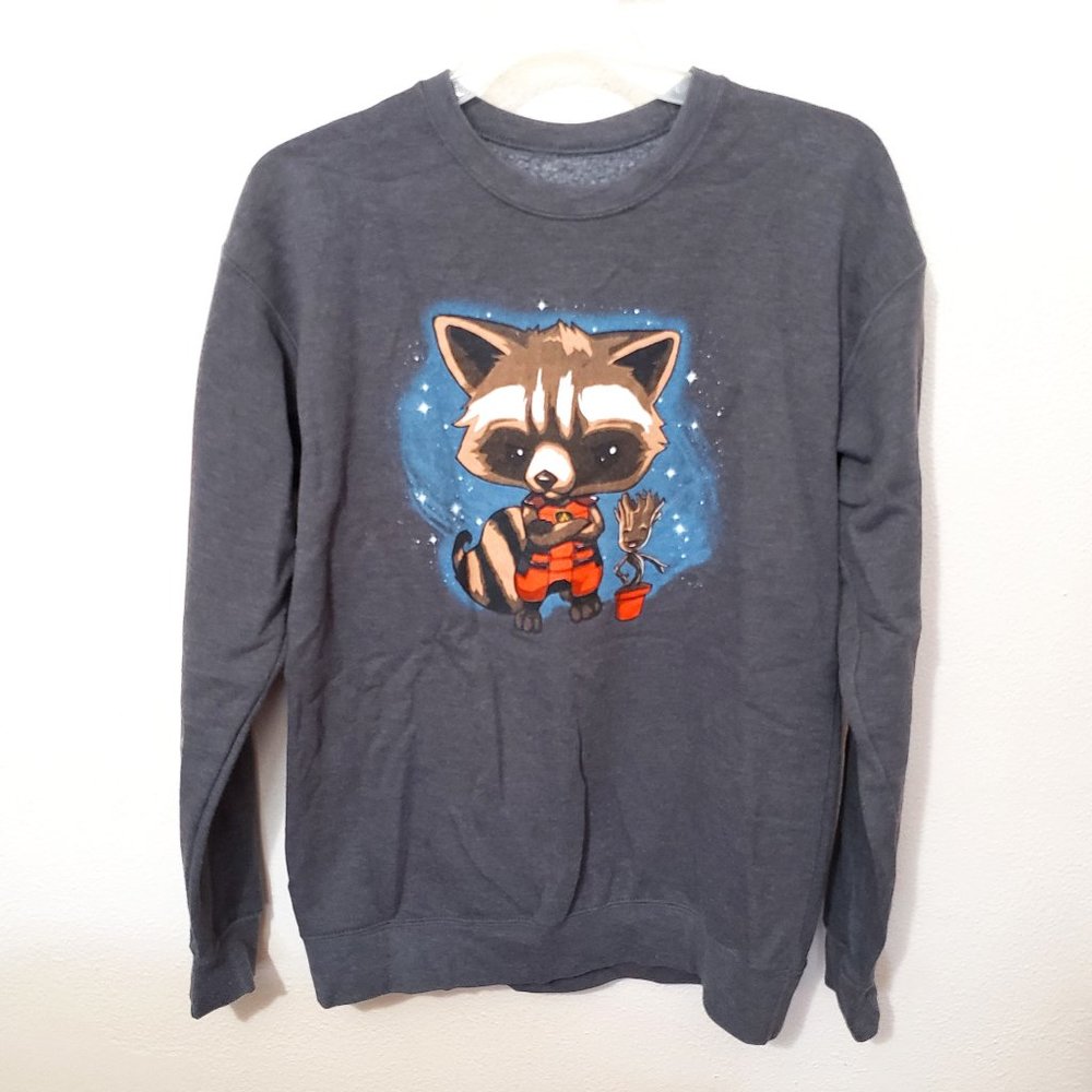 Marvel Sweatshirt Rocket Racoon Groot Guardians of the Galazy Size XS